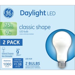 GE A19 E26 (Medium) LED Bulb Daylight 75 Watt Equivalence 2 pk