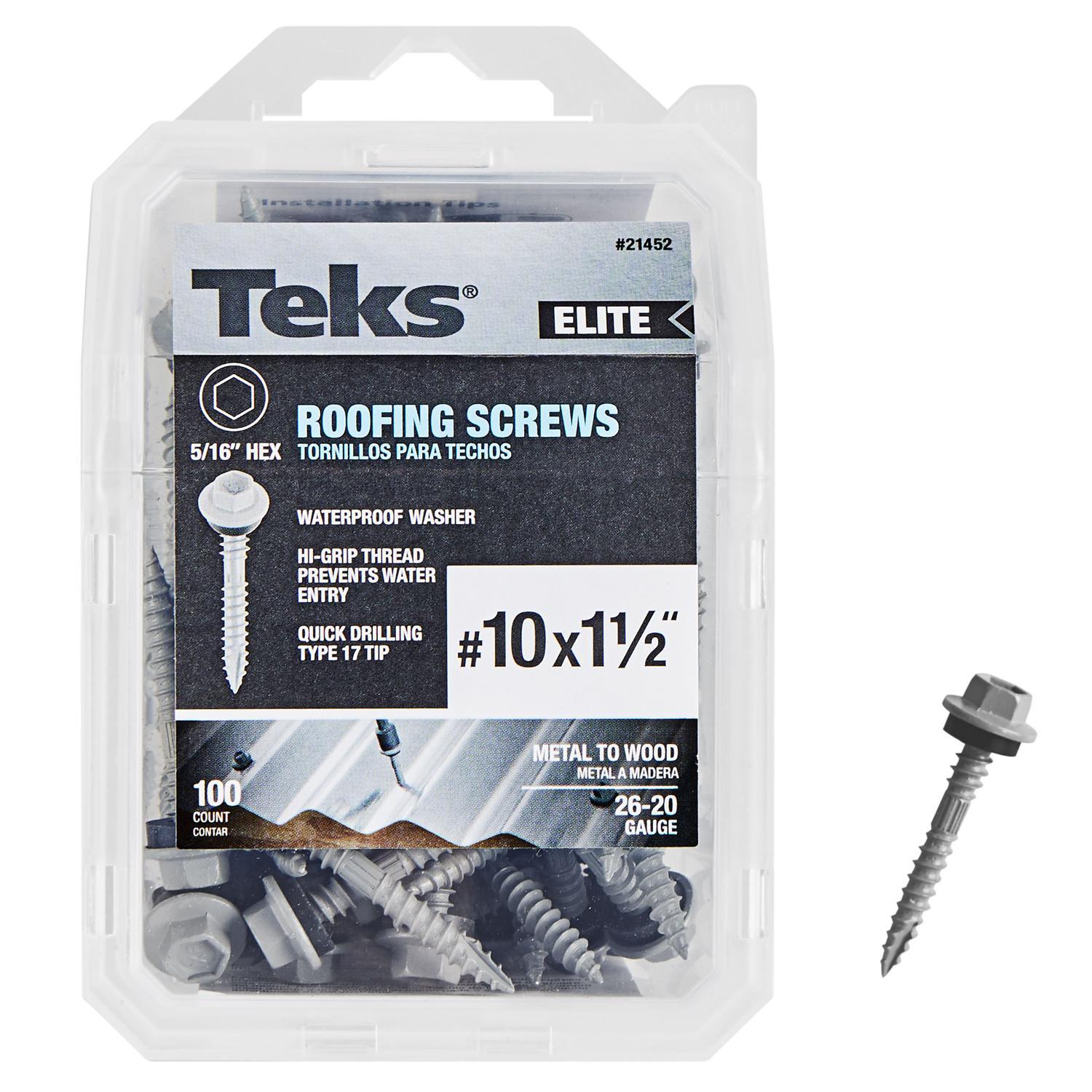 Teks Elite No. 10 X 11/2 in. L Hex Drive Hex Washer Head Self Tapping