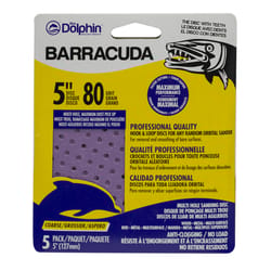 Blue Dolphin Barracuda 5 in. Aluminum Oxide Hook and Loop Sanding Disc 80 Grit Coarse 5 pk