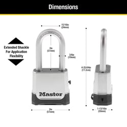 Master Lock Magnum 4-25/64 in. H X 1-13/16 in. W X 2 in. L Steel Ball Bearing Locking Weather-Resist