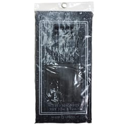 J & M Home Fashions 70 in. H X 72 in. W Black Solid Shower Curtain Liner Vinyl