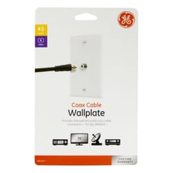 GE White 1 gang Plastic Coaxial Wall Plate 1 pk