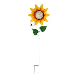 Glitzhome Green/Yellow Metal 44 in. H Sunflower with Thermometer Yard Stake