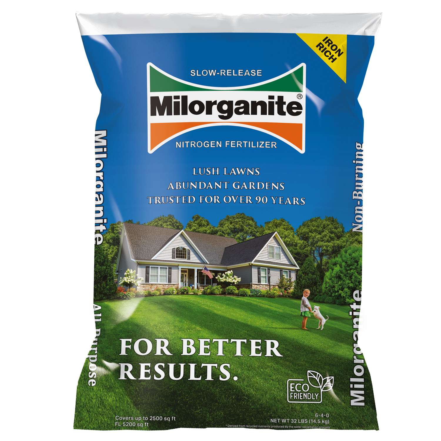 Milorganite Slow Release Nitrogen Lawn Fertilizer For All Grasses 2500