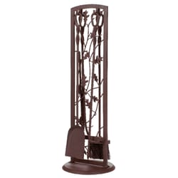 Panacea Colonial Brown Powder Coated Steel Fireplace Tool Set