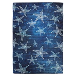 Linon Home Decor Walman 7 ft. W X 9 ft. L Blue Star Fish Polyester Accent Rug