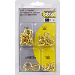 HILLMAN OOK Brass-Plated Gold Picture Hanging Kit 50 pk