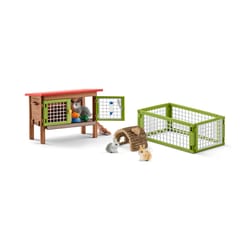 Schleich Farm World Rabbit Hutch Toy Set 8 pc