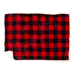 Carstens Inc Black/Red Sherpa Lumberjack Plaid Blanket 20 in. W X 30 in. L