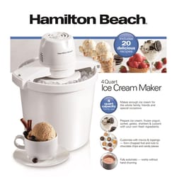 Hamilton Beach White 4 qt Ice Cream Maker 15.3 in. H X 12.5 in. W X 11.1 in. L