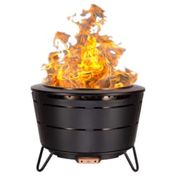 TIKI 27.2 in. W Steel Round Wood Fire Pit with Stand