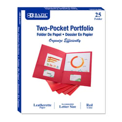 Bazic Products 8.5 in. W X 11 in. L Red Two-Pocket Portfolio