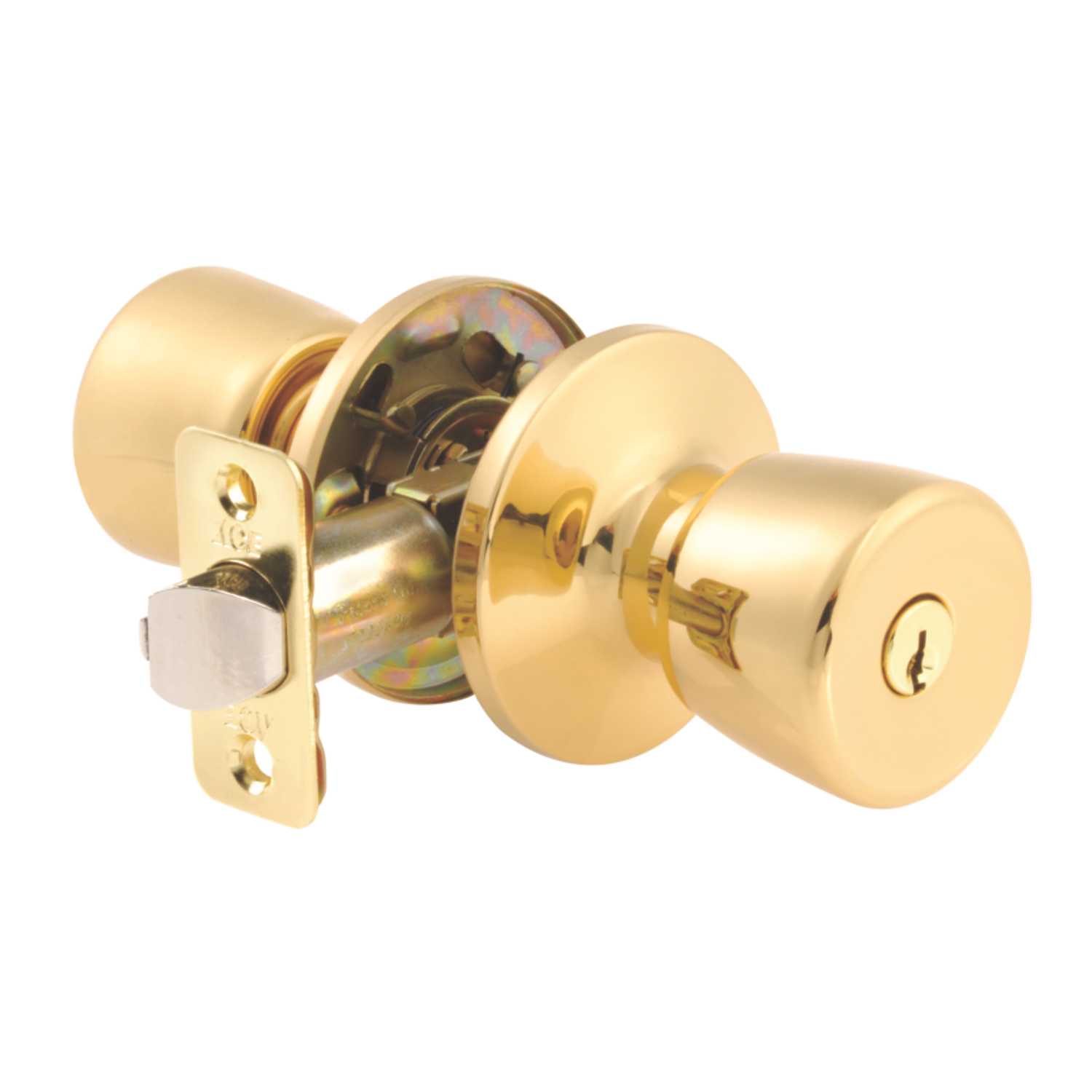 Ace Tulip Polished Brass Steel Entry Lockset ANSI Grade 3 13/4 in