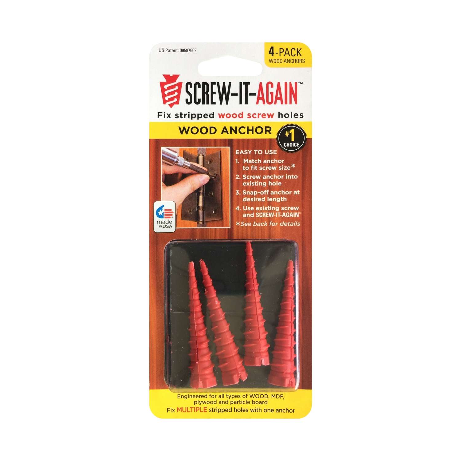 SCREW IT AGAIN 1 4 in. D X 1 in. L Polypropylene Hex Head Wood Anchor 4 pk Mfr SIA 4PK Ace Hardware
