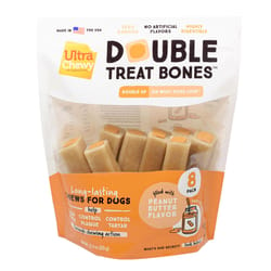 Ultra Chewy Double Treat Bone Peanut Butter Grain Free Chews For Dogs 22.4 oz 8 pk