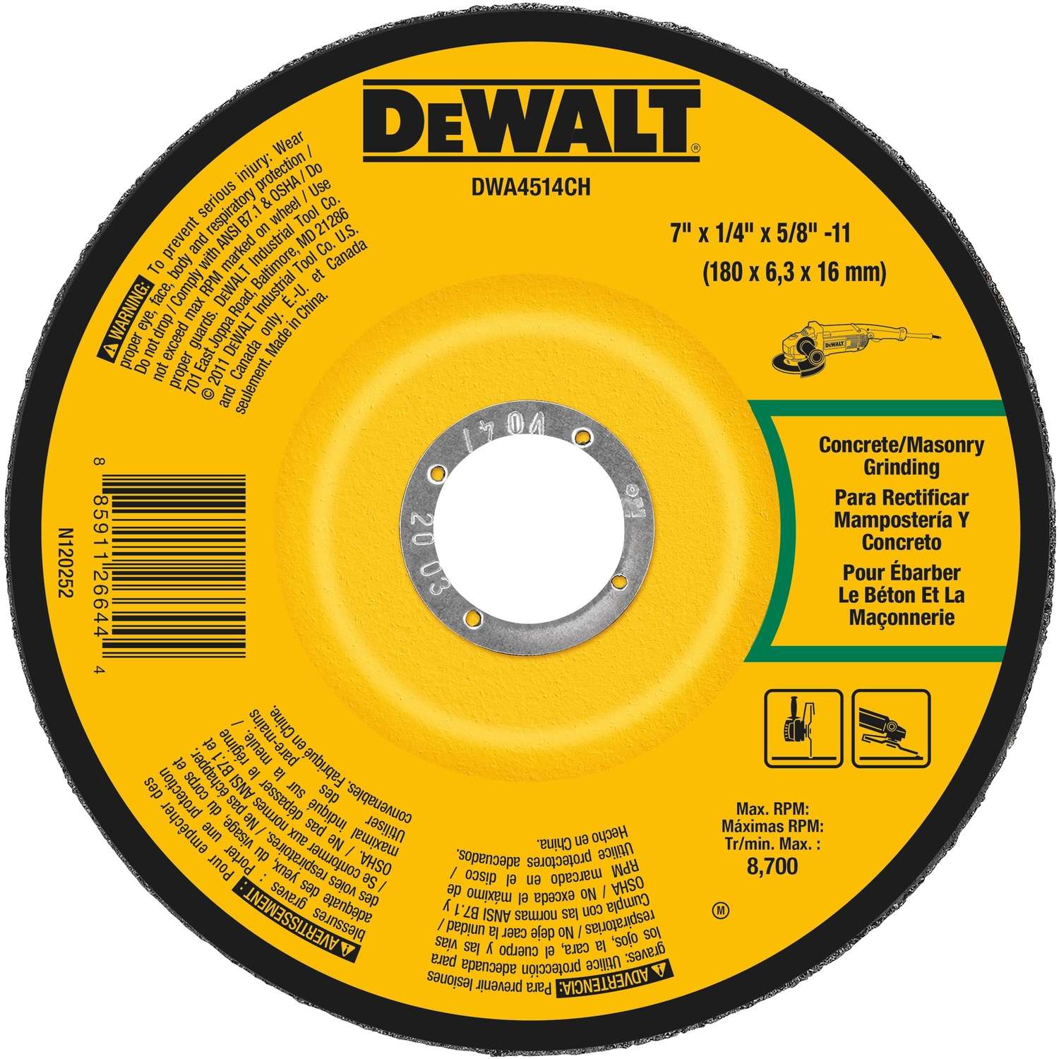 DeWalt 7 in. D X 5/8 in. Masonry Grinding Wheel - Ace Hardware