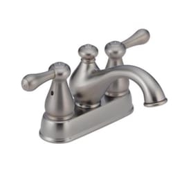 Delta Leland Stainless Steel Farmhouse Centerset Bathroom Sink Faucet 4 in.