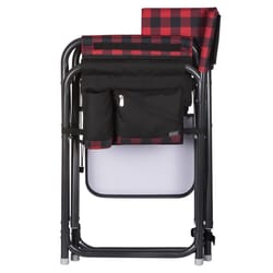 Picnic Time Oniva Black/Red Checkered Director's Folding Chair