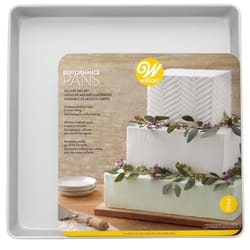 Wilton Square Cake Pan Silver 3 pc