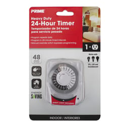 Prime Indoor 24 Hour Mechanical Timer with Nightlight and Grounded Outlet 125 V White
