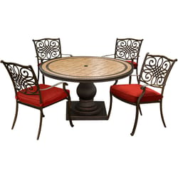 Hanover Monaco 5 pc Bronze Aluminum Traditional Dining Set Red