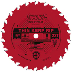 Freud 9 in. D X 5/8 in. Thin Kerf Rip TiCo Hi-Density Carbide Table Saw Blade 22 teeth 1 pk