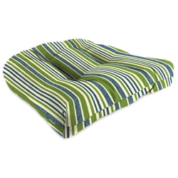 Jordan Manufacturing Blue/Green Stripe Polyester Wicker Seat Cushion 4 in. H X 19 in. W X 19 in. L