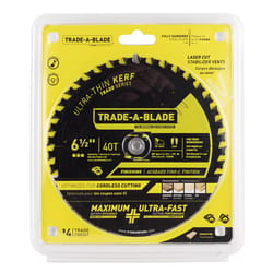 Trade A Blade 6-1/2 in. D X 5/8 in. Ultra Thin-Kerf Carbide Saw Blade 40 teeth 1 pk