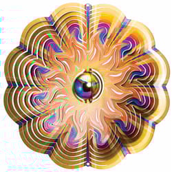 Spinfinity Designs Multi-color Stainless Steel 12 in. Gazing Sun Large Outdoor Spinner