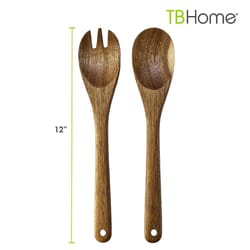 Totally Bamboo Brown Acacia Wood Salad Serving Utensil Set