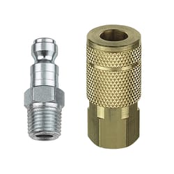 Tru-Flate Brass/Steel T Style Air Coupler and Plug Set 1/4 in. FPT X 1/4 in. MPT 1 pc