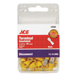 Ace 12-10 AWG AWG Insulated Wire Male Disconnect Yellow 50 pk