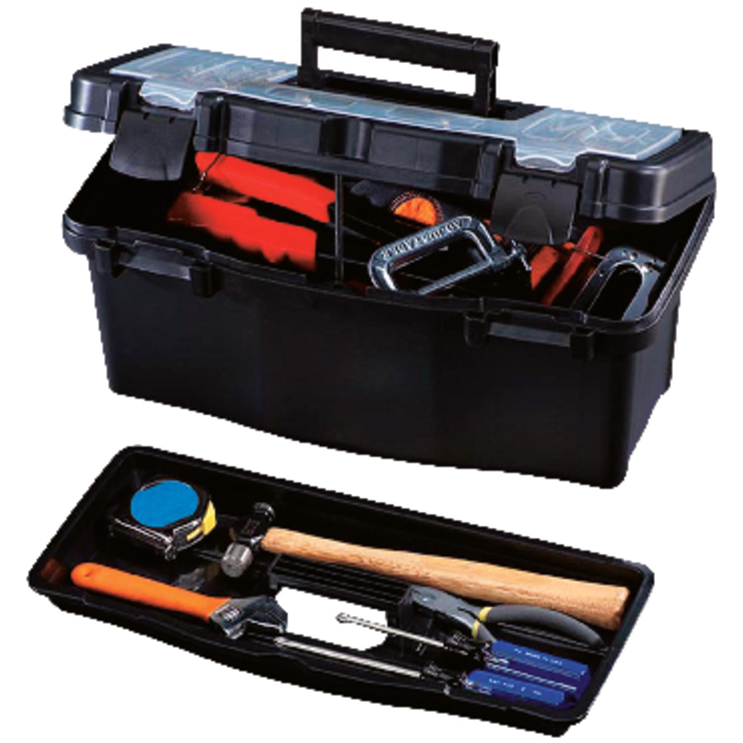 UPC 085529100165 product image for Stack-On Products 16in x 8in x 7in Plastic Tool Box in Black (PTB-16LS) | upcitemdb.com