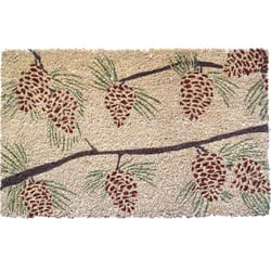 Entryways 17 in. W X 28 in. L Beige/Brown Pine Cones Coir Door Mat