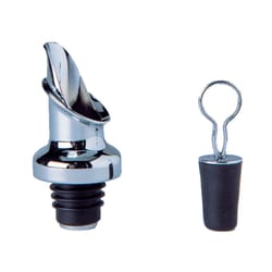 Prodyne Black/Silver Stainless Steel Wine Pourer and Stopper