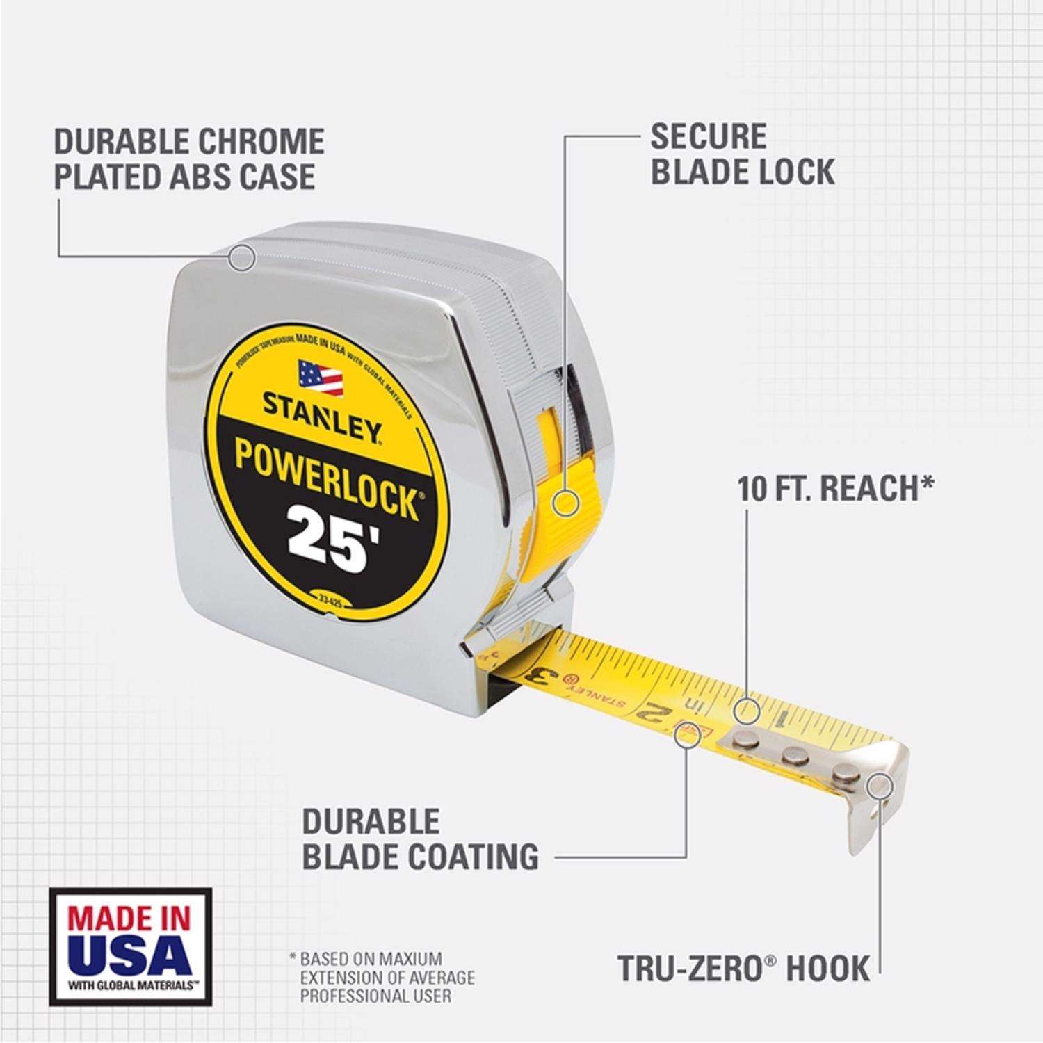 STANLEY PowerLock 25 ft. L X 1 in. W Compact Tape Measure 1 STANLEY PowerLock 25 ft. L X 1 in. W Compact Tape Measure 1