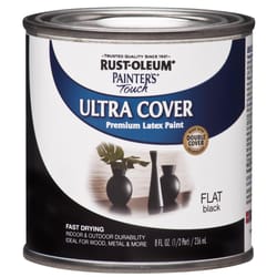 Rust-Oleum Painters Touch Flat Black Water-Based Ultra Cover Paint Exterior and Interior 0.5 pt