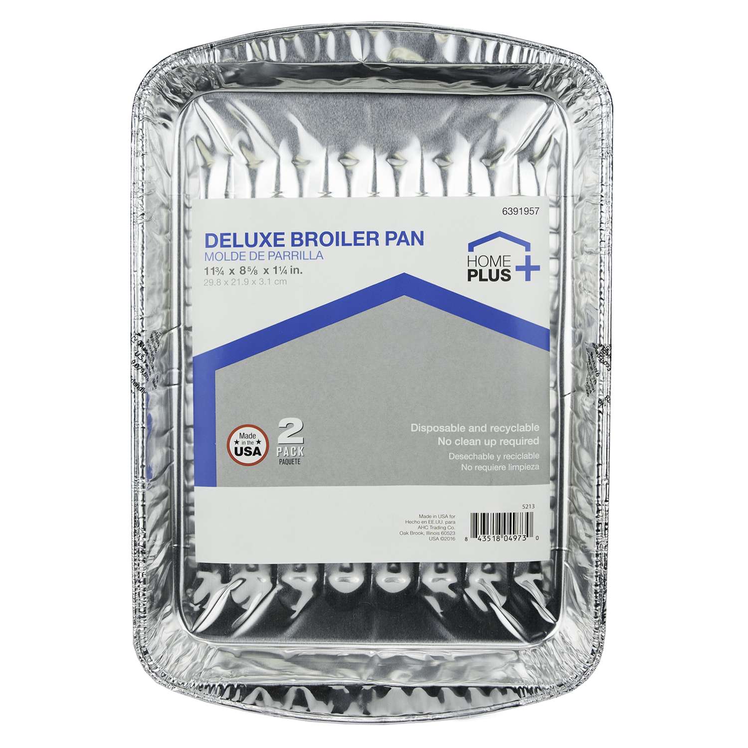 Home Plus Durable Foil 81/2 in. W X 113/4 in. L Broiler Pan Silver 2