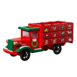 Glitzhome Multicolored Truck Countdown Calendar with Drawer Table Decor 6.3 in.