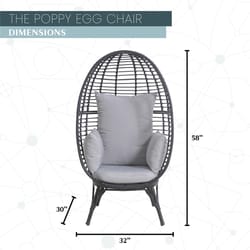 Mod Poppy Gray Steel Frame Egg Chair Gray