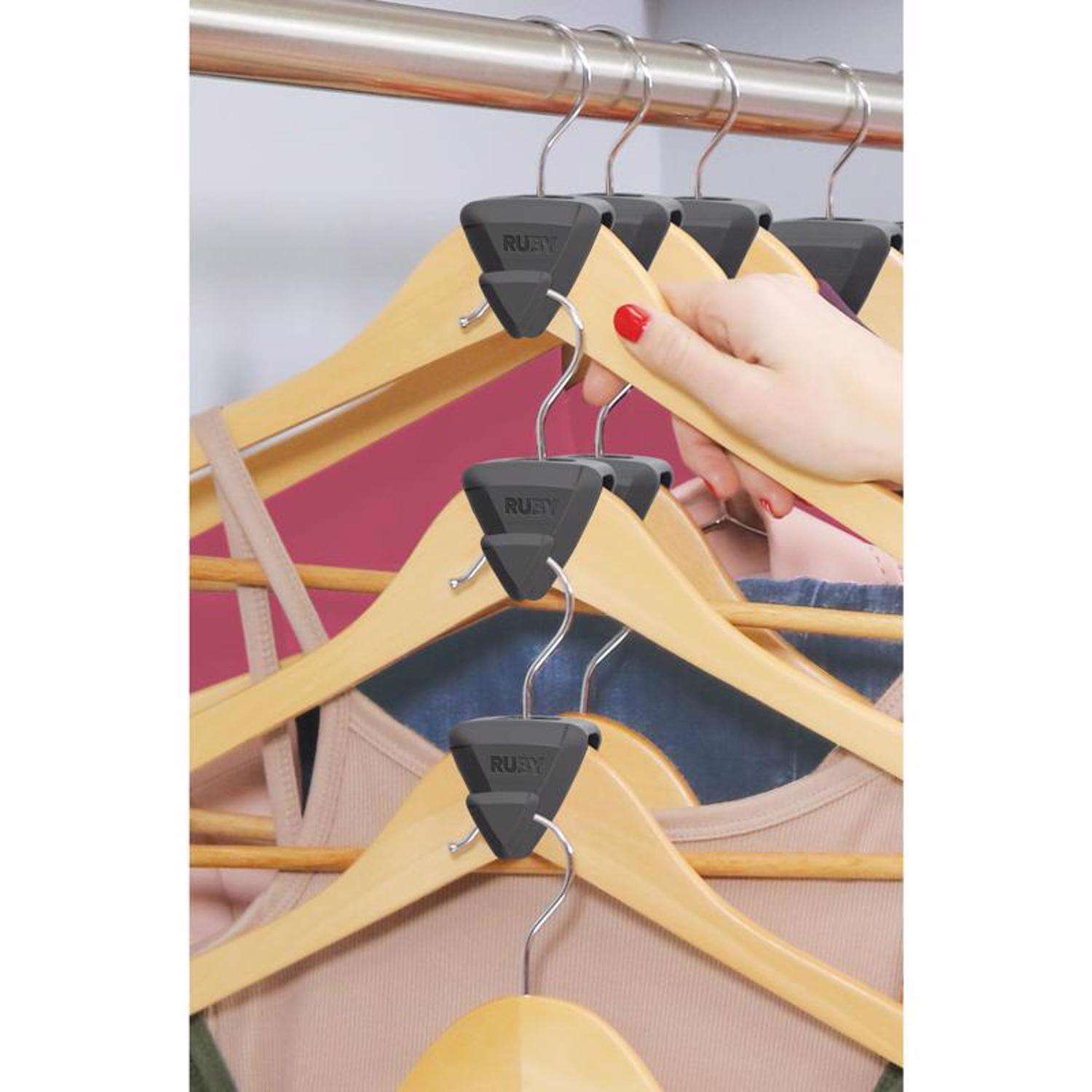 Ruby Space Triangles, Closet Space Saver, Strong Plastic, Black, 18 Pack