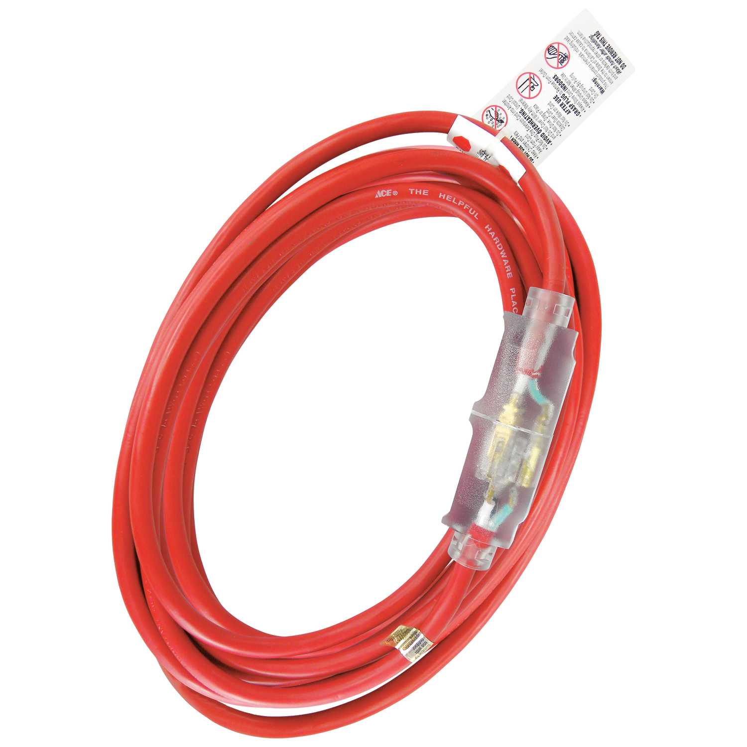 Ace Outdoor 25 ft. L Red Extension Cord 12/3 SJTOW Ace Hardware