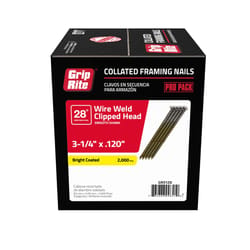 Grip-Rite 3-1/4 in. L X 11 Ga. Angled Strip Bright Framing Nails 28 deg 2000 pk