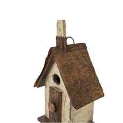 Glitzhome 13.9 in. H X 5 in. W X 7.28 in. L Metal and Wood Bird House