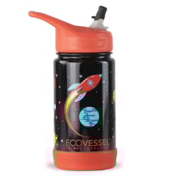 EcoVessel Frost 12 oz Rocket BPA Free Insulated Kids Water Bottle w/Straw