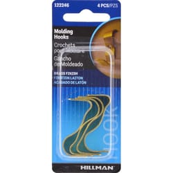 HILLMAN Brass-Plated Gold Small Molding Hook 1 lb 4 pk