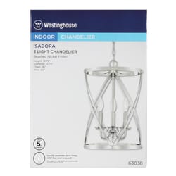Westinghouse Isadora Brushed Nickel Gray 3 lights Chandelier