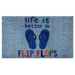 Home & More 1.42 W X 2.42 L Multi-color Life is Better in Flip Flops Coir Door Mat