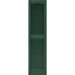 Builders Edge 60 in. H X 14.5 in. W Forest Green Louvered Vinyl Shutter 2 pk