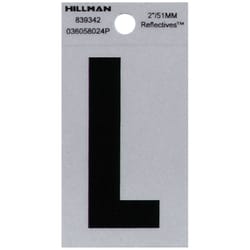 Hillman 2 in. Reflective Black Vinyl  Self-Adhesive Letter L 1 pc